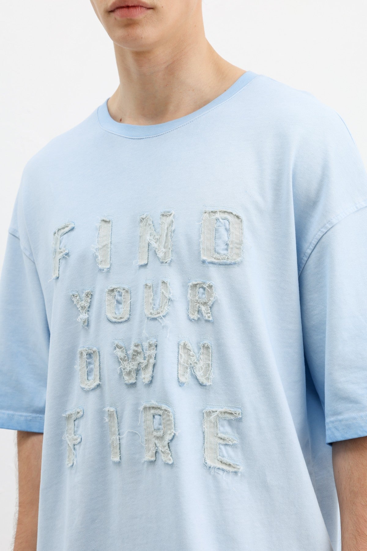 Oversized Printed T-Shirt, Baby Blue