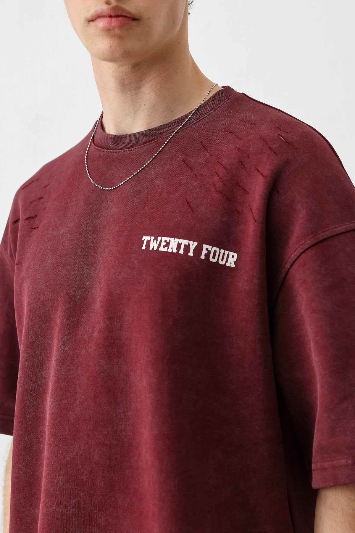 Printed Oversized T-Shirt, Burgundy
