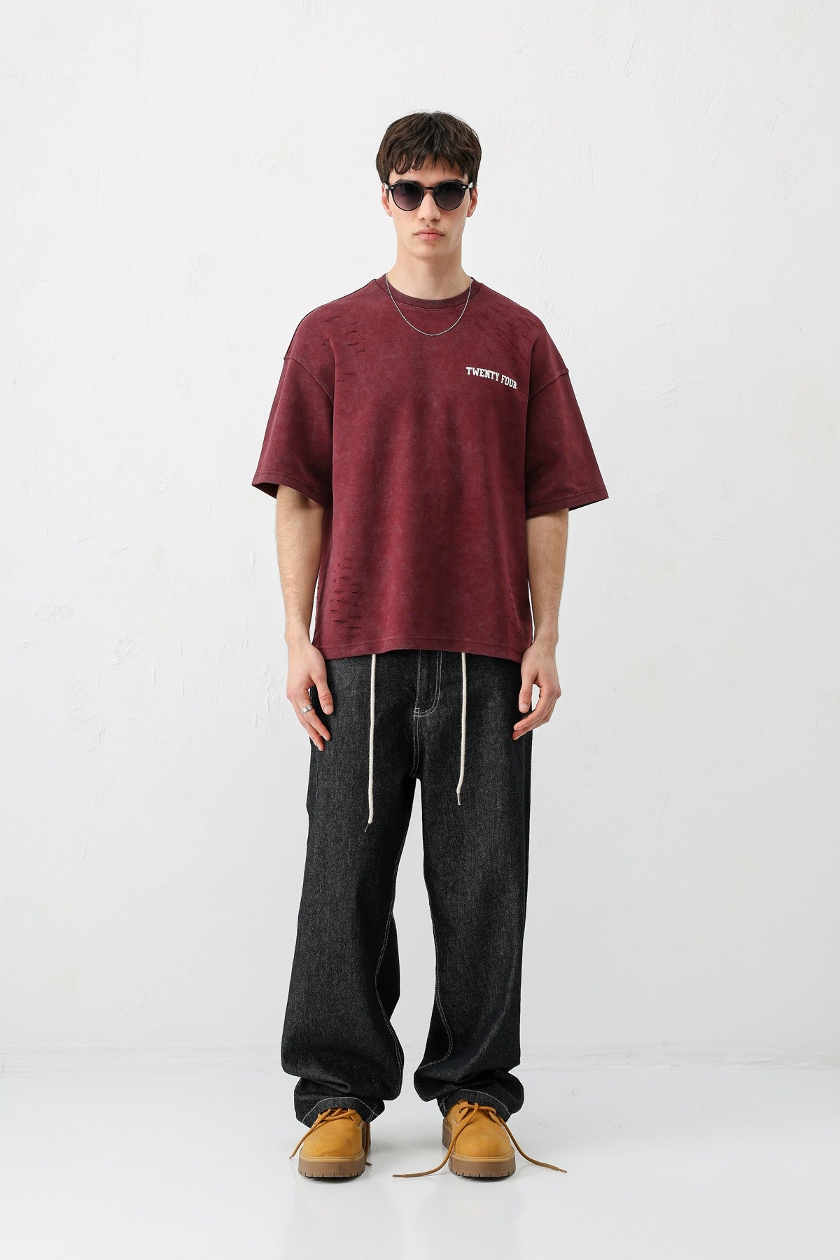 Printed Oversized T-Shirt, Burgundy