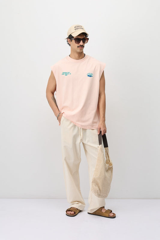Oversized Printed Sleeveless T-Shirt