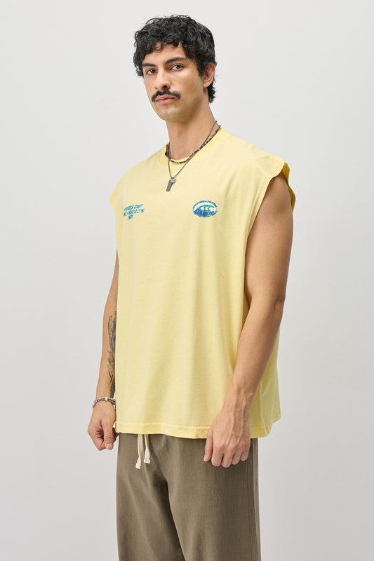Oversized Printed Sleeveless T-Shirt