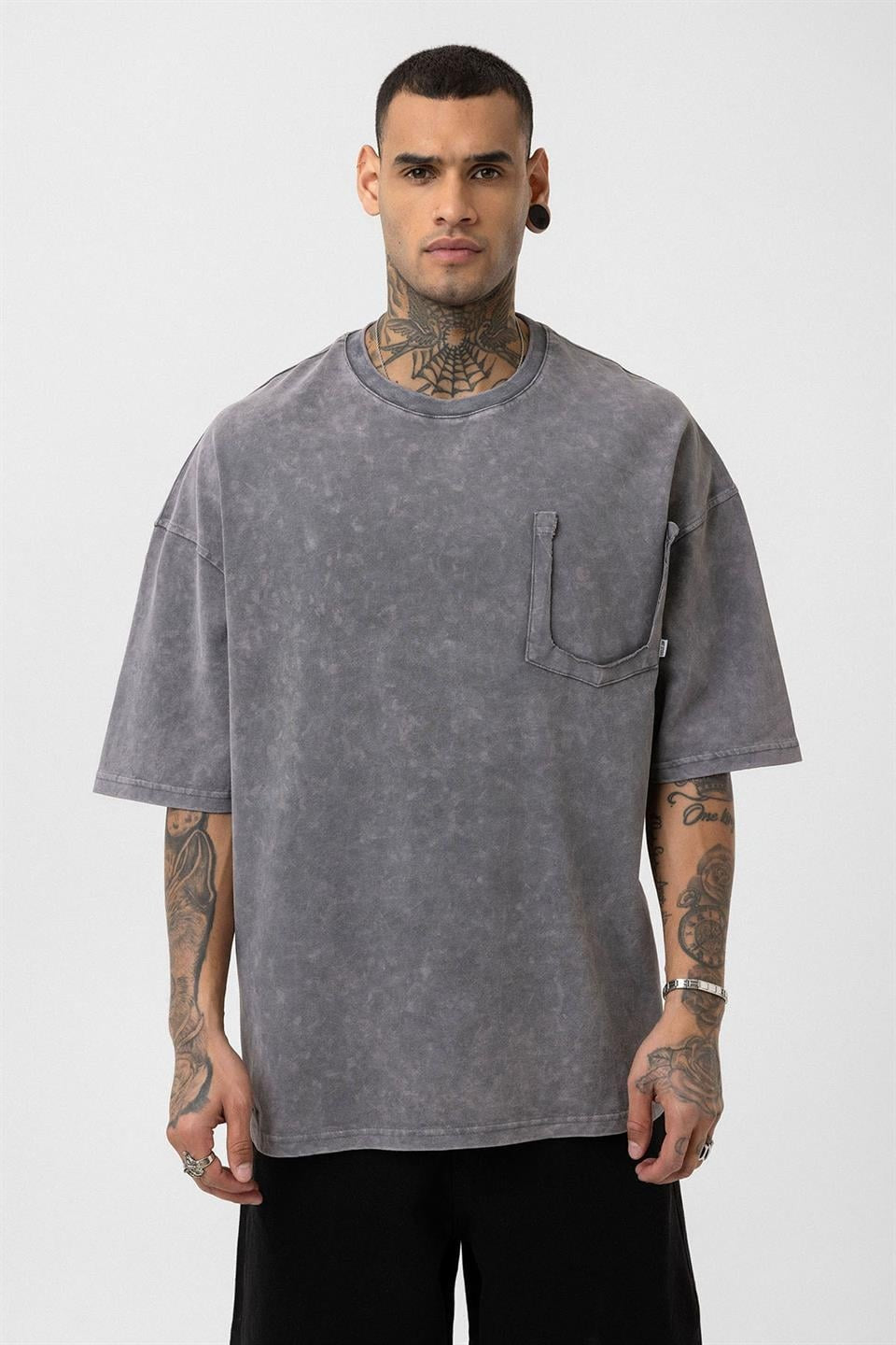 Oversized T-Shirt with Washed Pocket Detail
