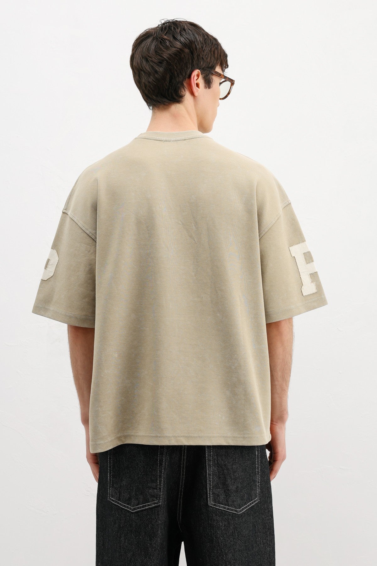 Oversized T-Shirt with Sleeve and Chest Prints
