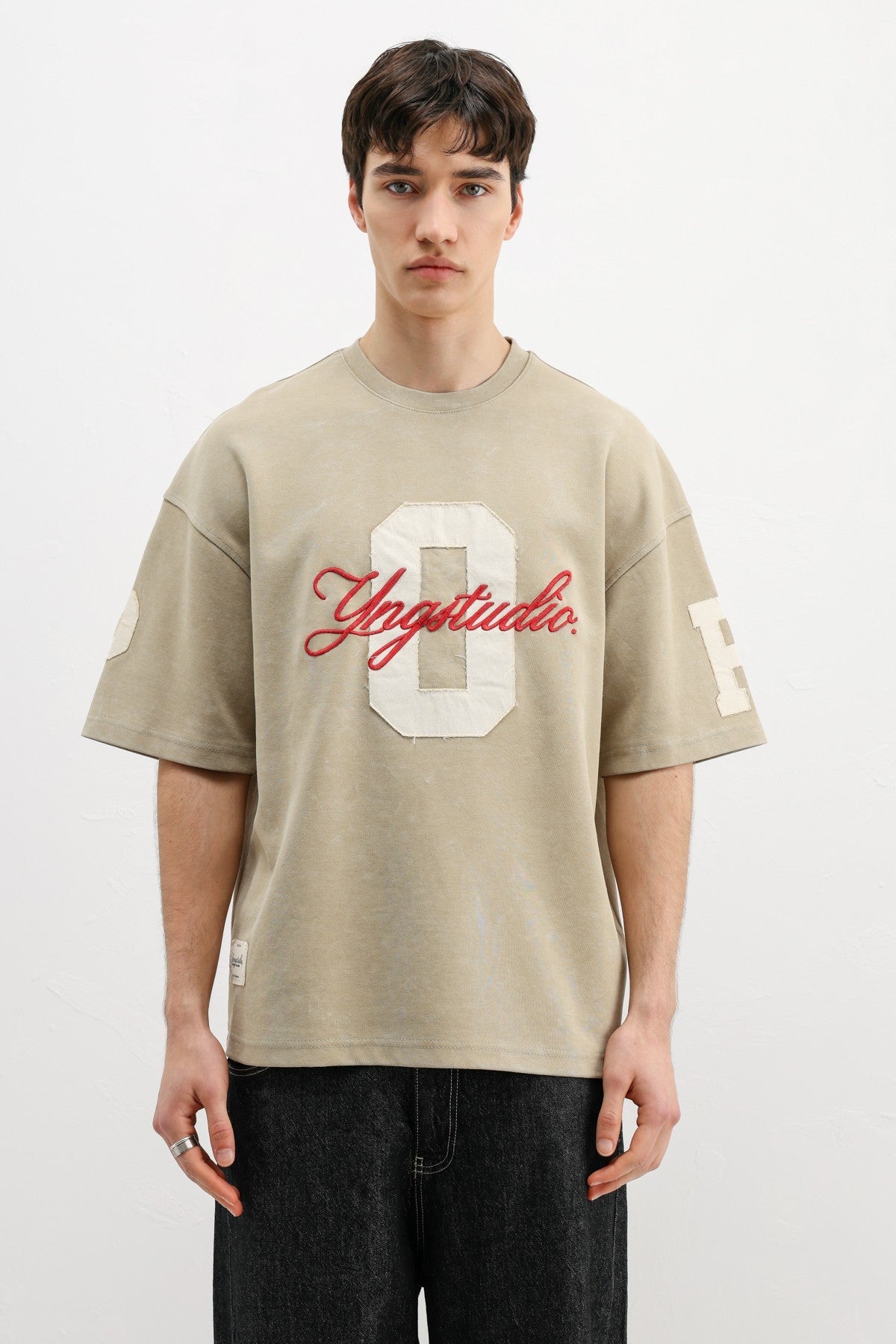 Oversized T-Shirt with Sleeve and Chest Prints