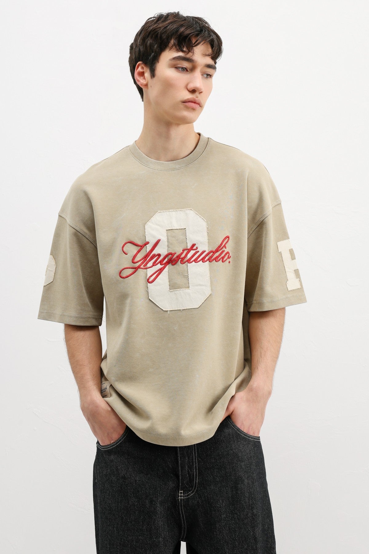 Oversized T-Shirt with Sleeve and Chest Prints