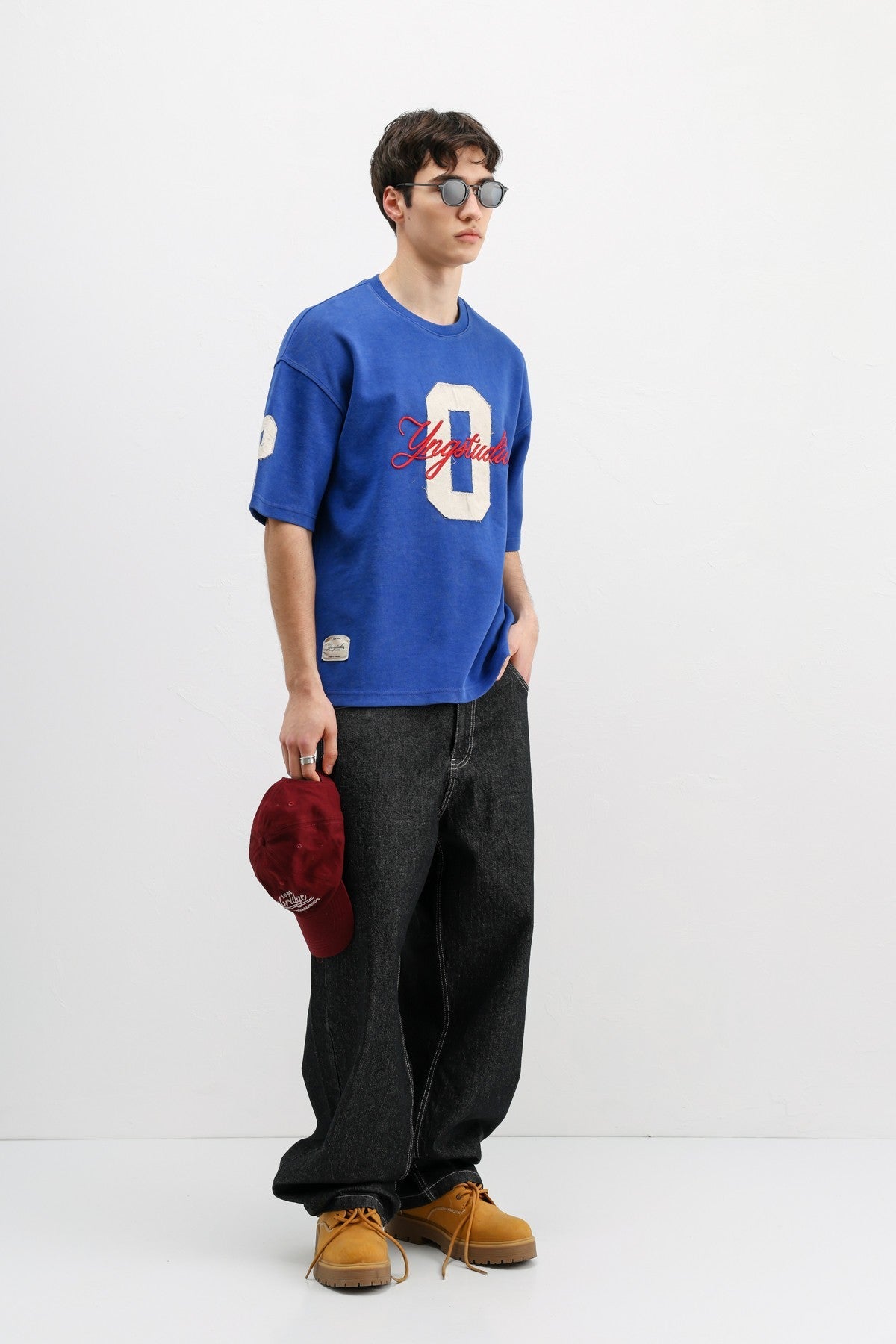 Oversized T-Shirt with Sleeve and Chest Prints