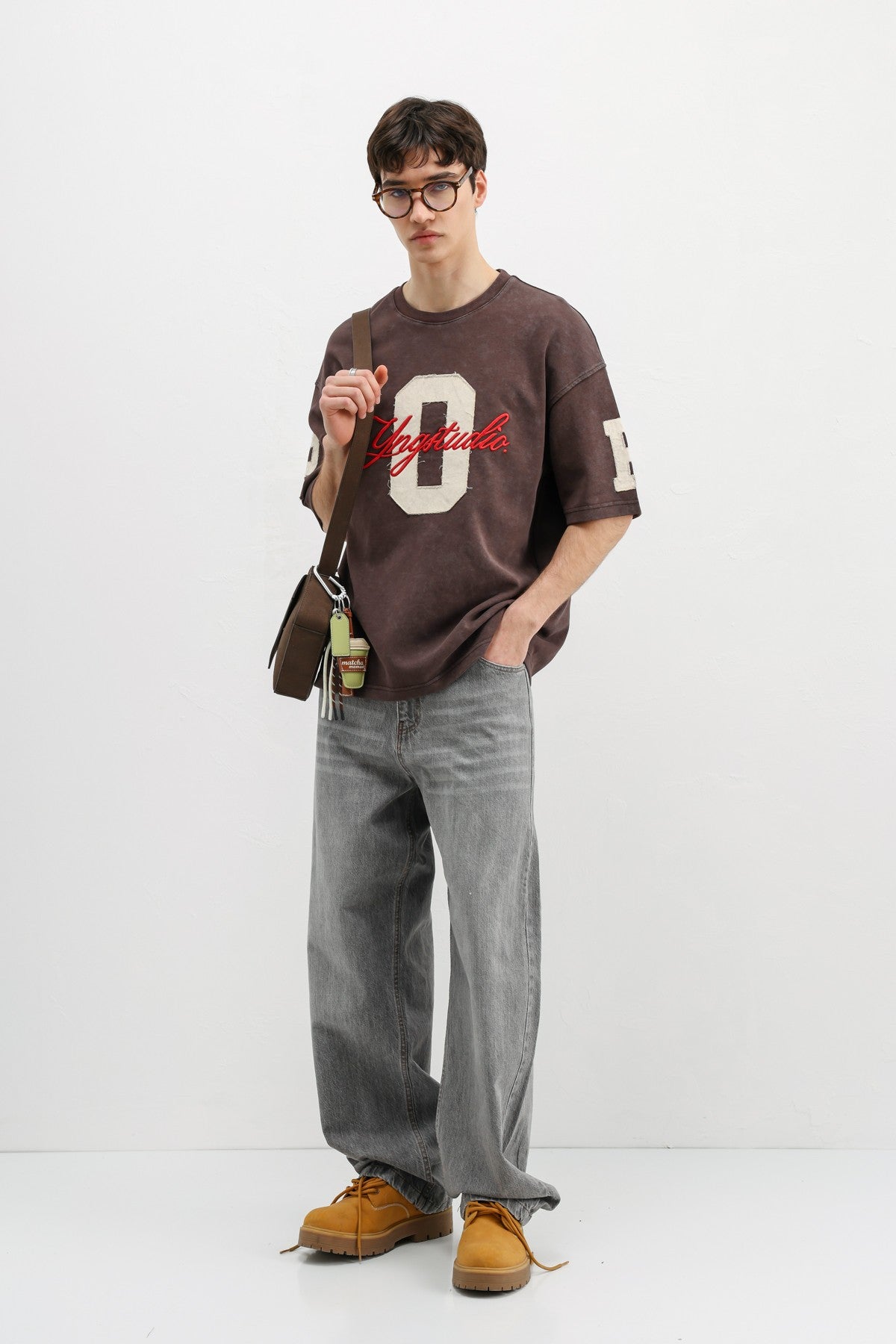 Oversized T-Shirt with Sleeve and Chest Prints