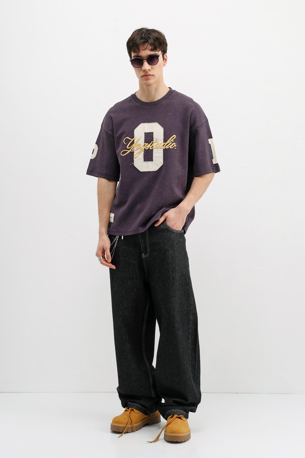 Oversized T-Shirt with Sleeve and Chest Prints