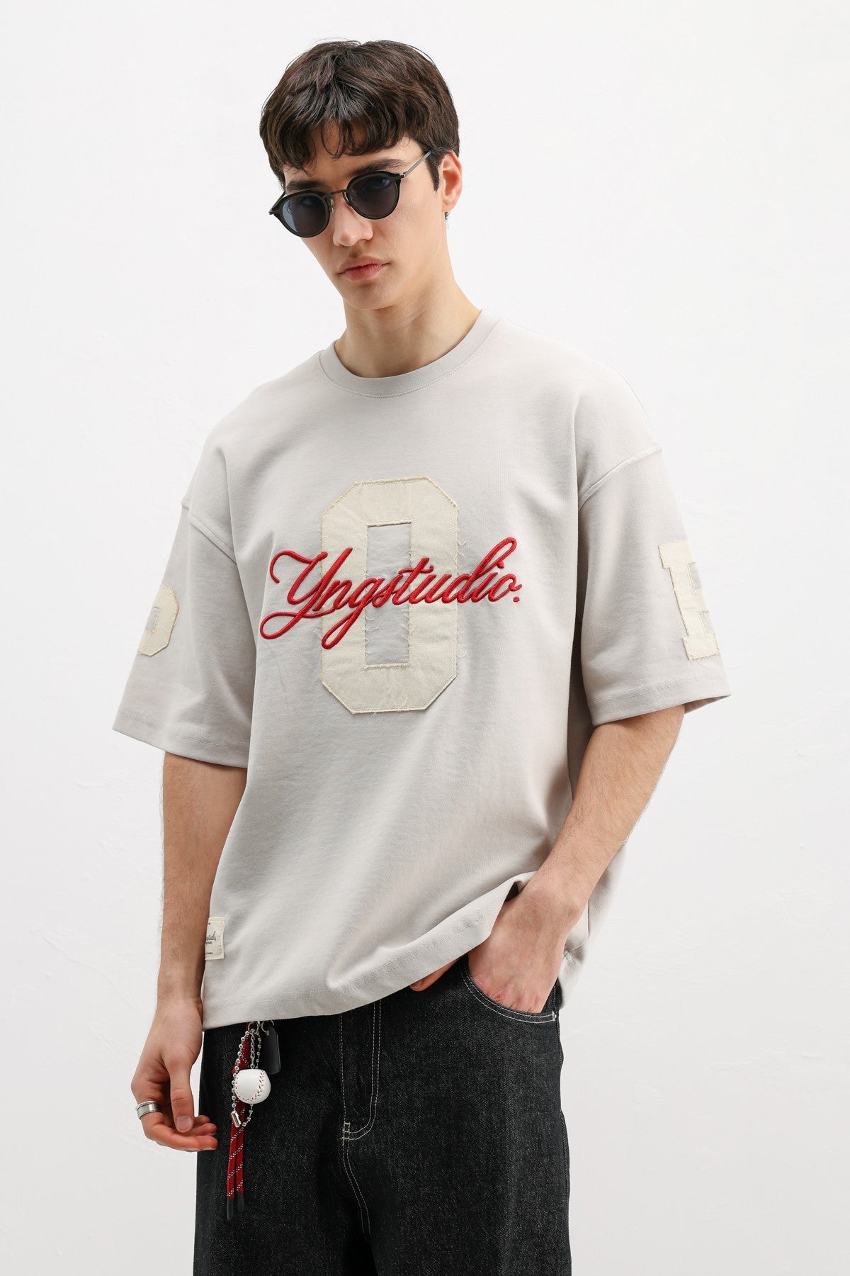 Oversized T-Shirt with Sleeve and Chest Prints