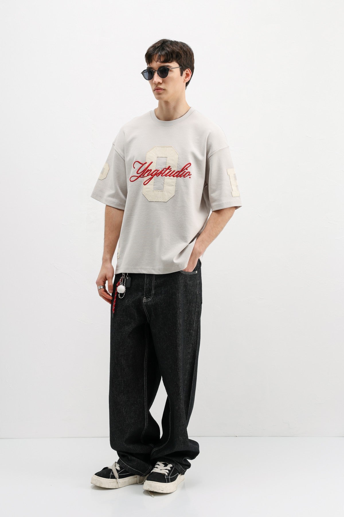 Oversized T-Shirt with Sleeve and Chest Prints