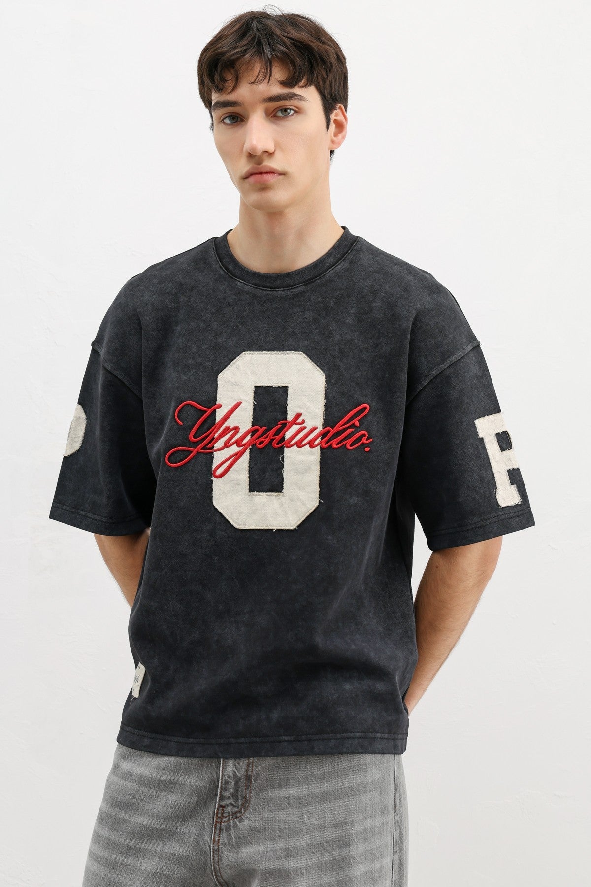 Oversized T-Shirt with Sleeve and Chest Prints