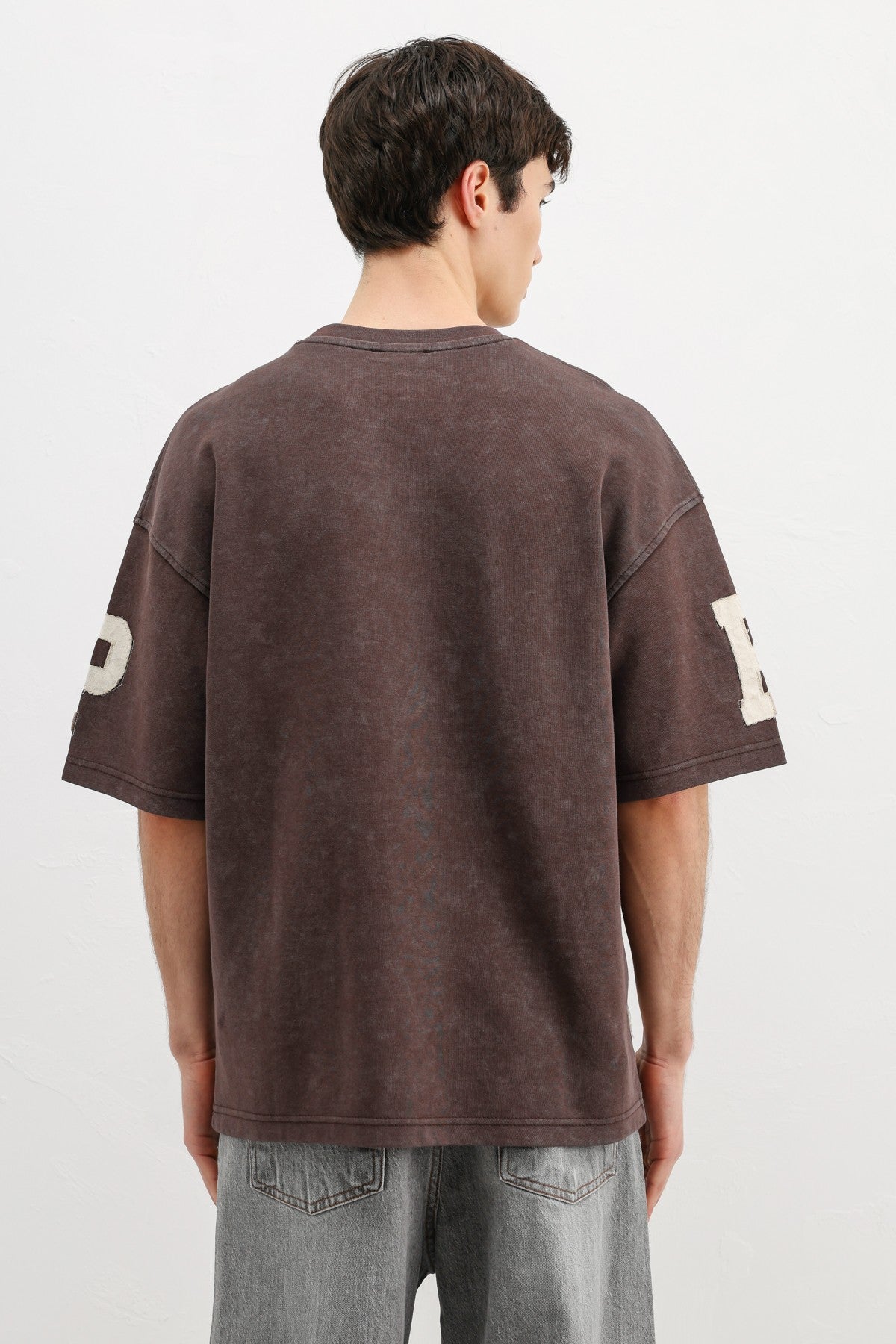 Oversized T-Shirt with Sleeve and Chest Prints