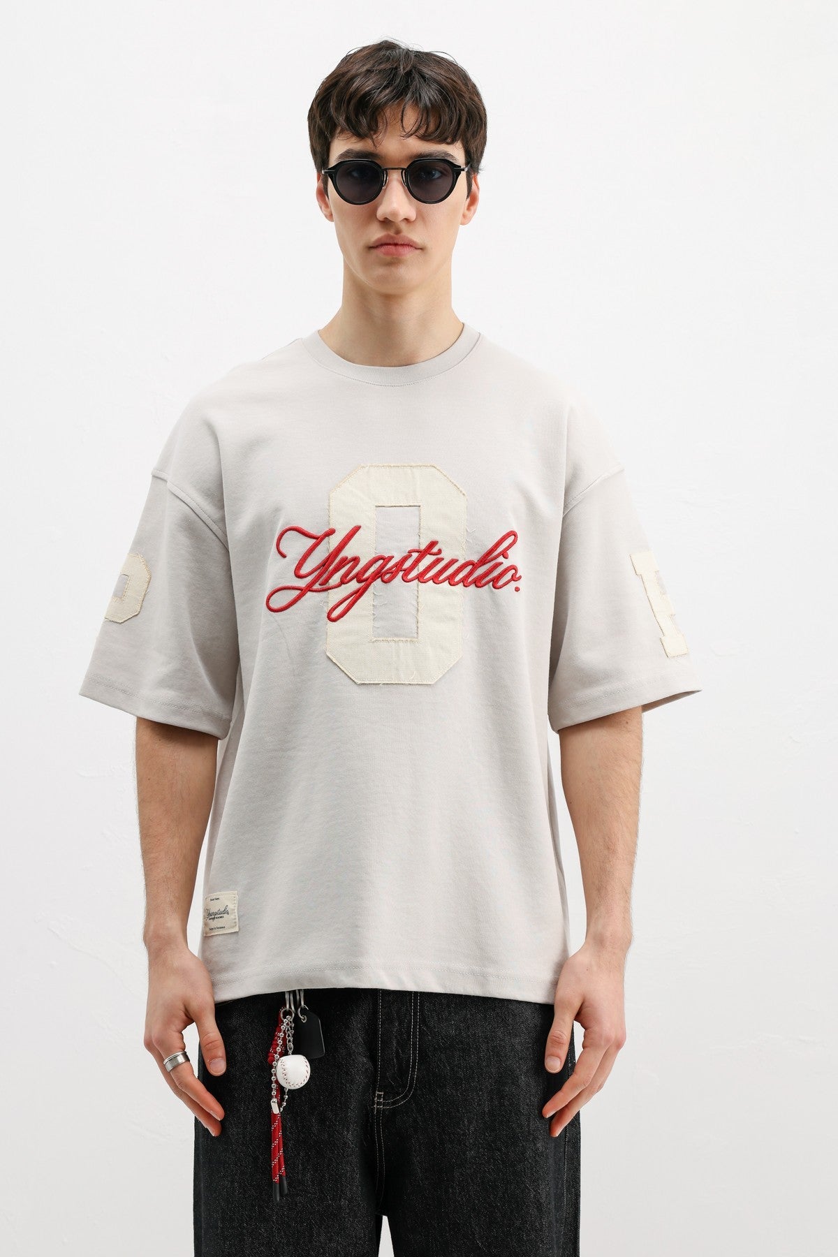 Oversized T-Shirt with Sleeve and Chest Prints