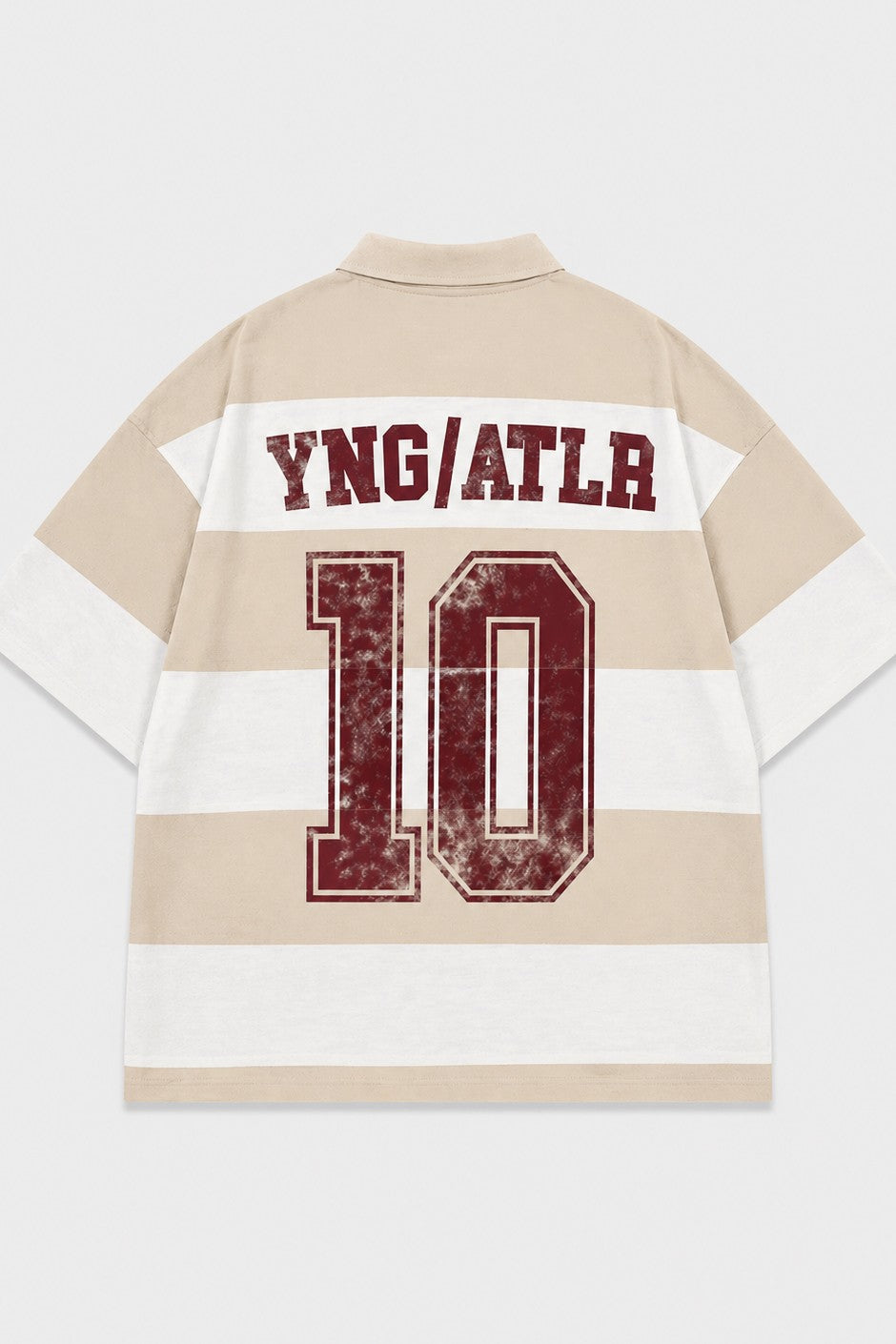Oversized Rugby-Collar Striped T-Shirt