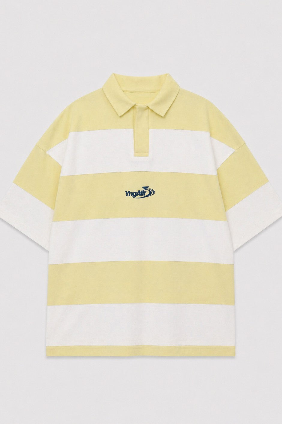 Oversized Rugby-Collar Striped T-Shirt