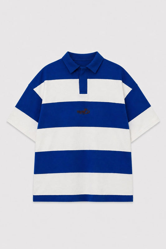 Oversized Rugby-Collar Striped T-Shirt