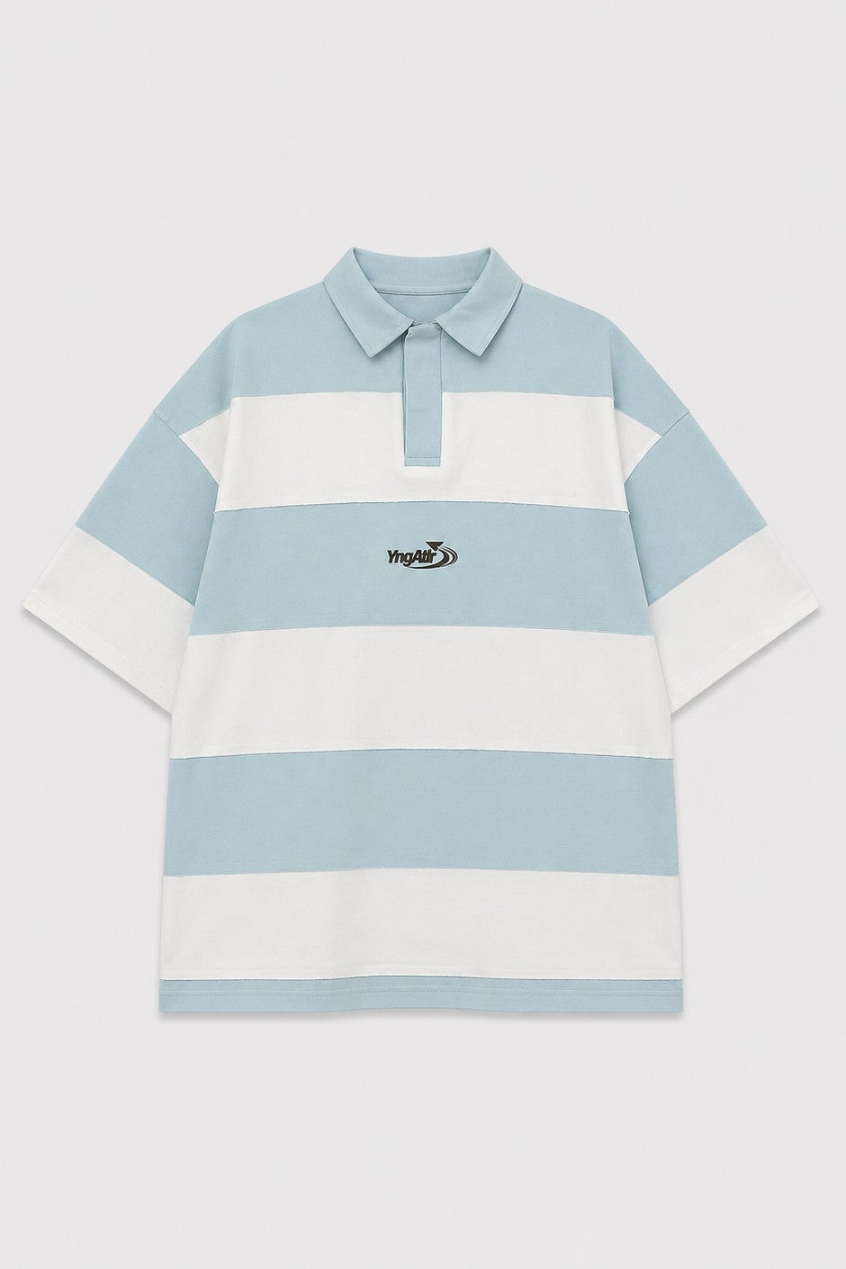 Oversized Rugby-Collar Striped T-Shirt