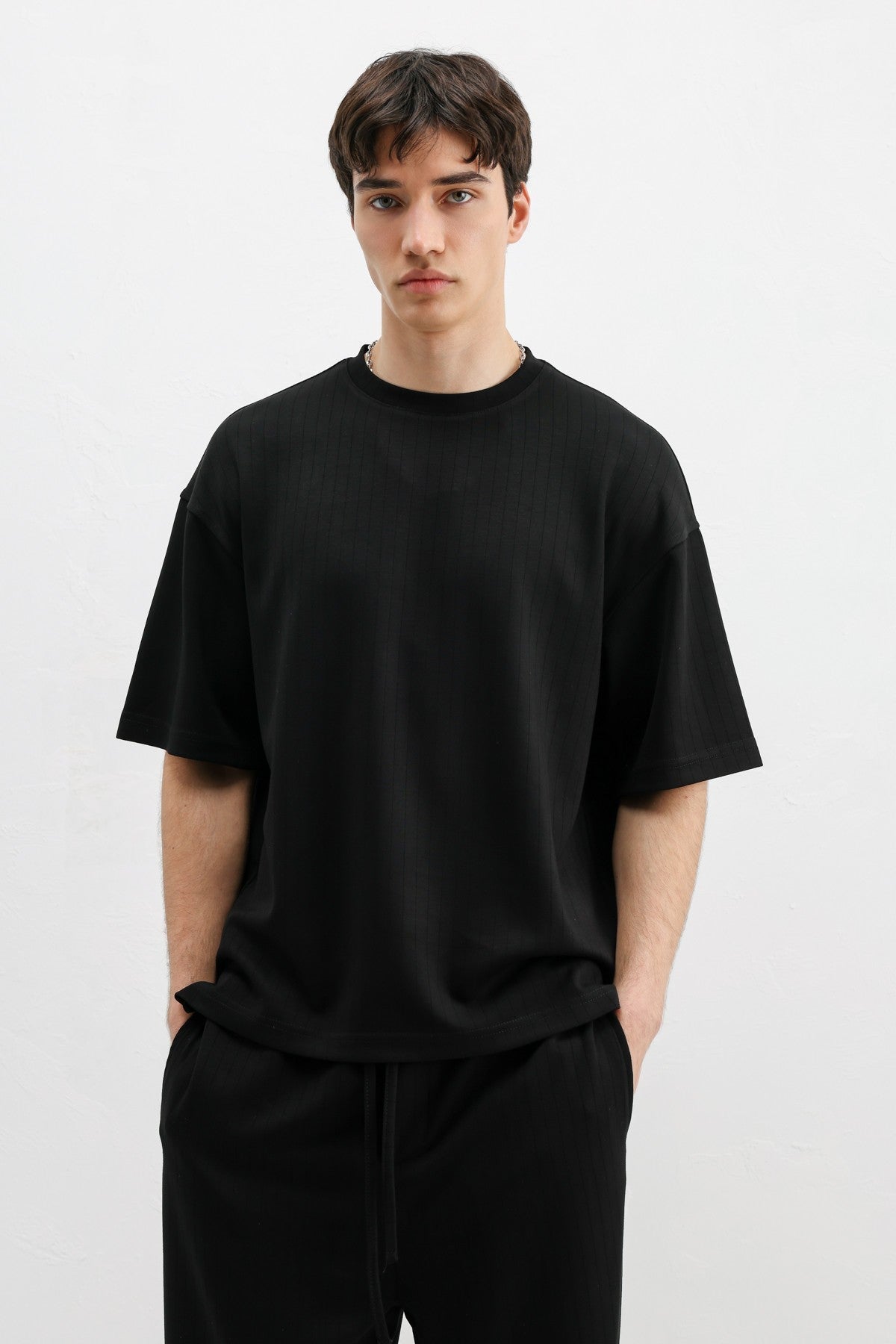 Oversized T-Shirt with Ribbed Texture