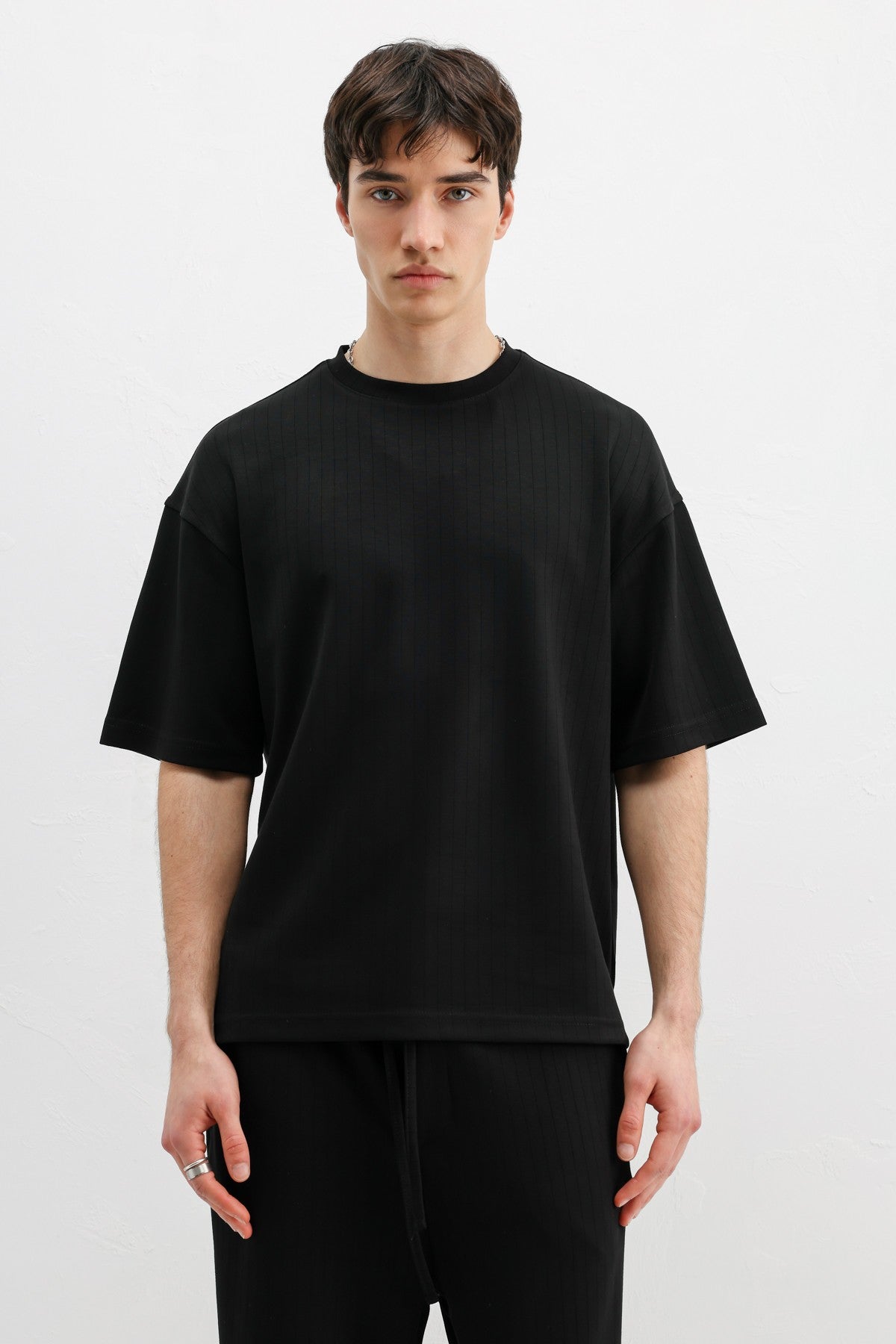 Oversized T-Shirt with Ribbed Texture