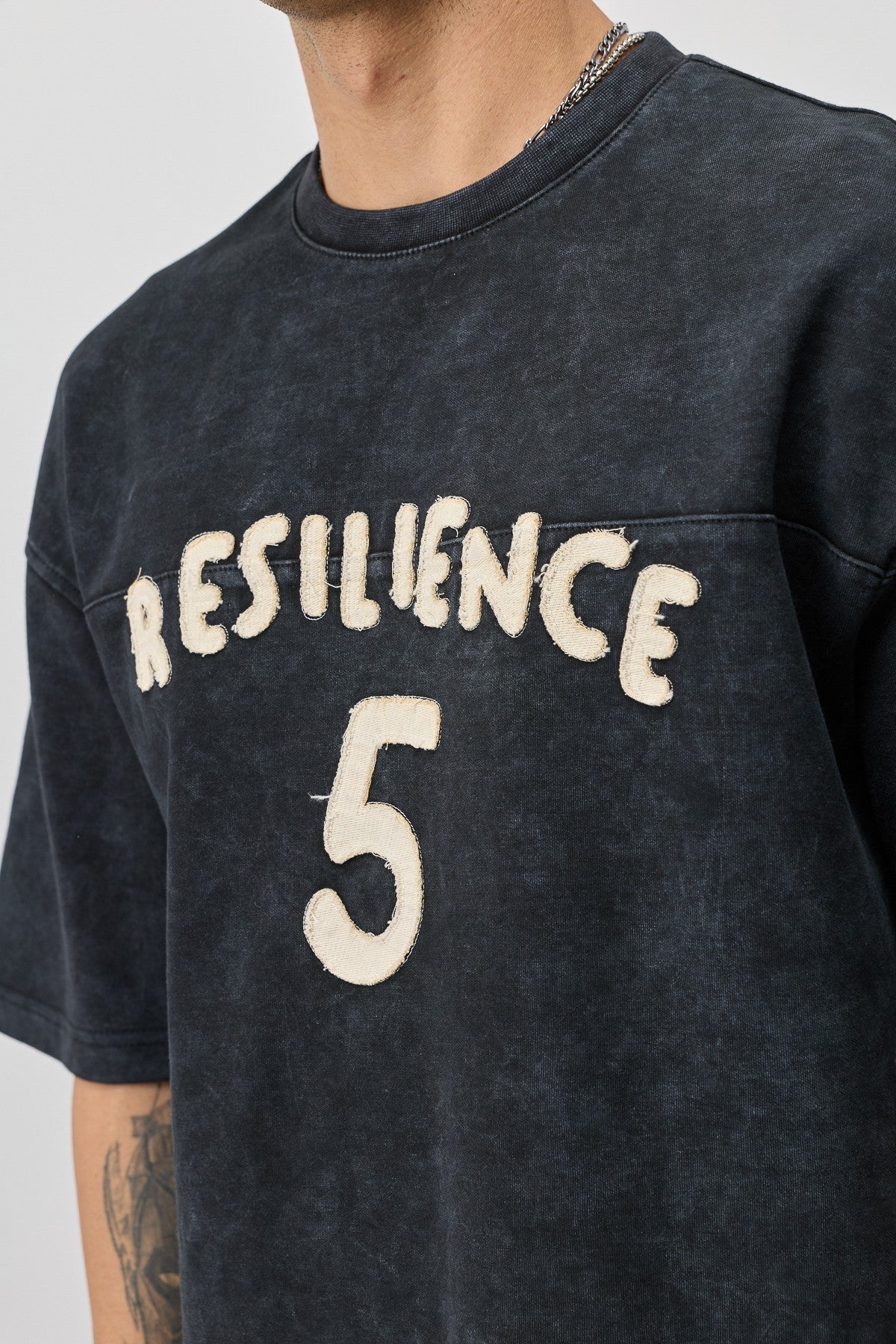 T-Shirt with Oversized Lettering and Number Print