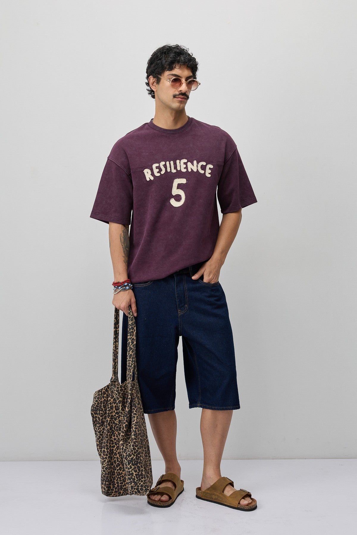 T-Shirt with Oversized Lettering and Number Print