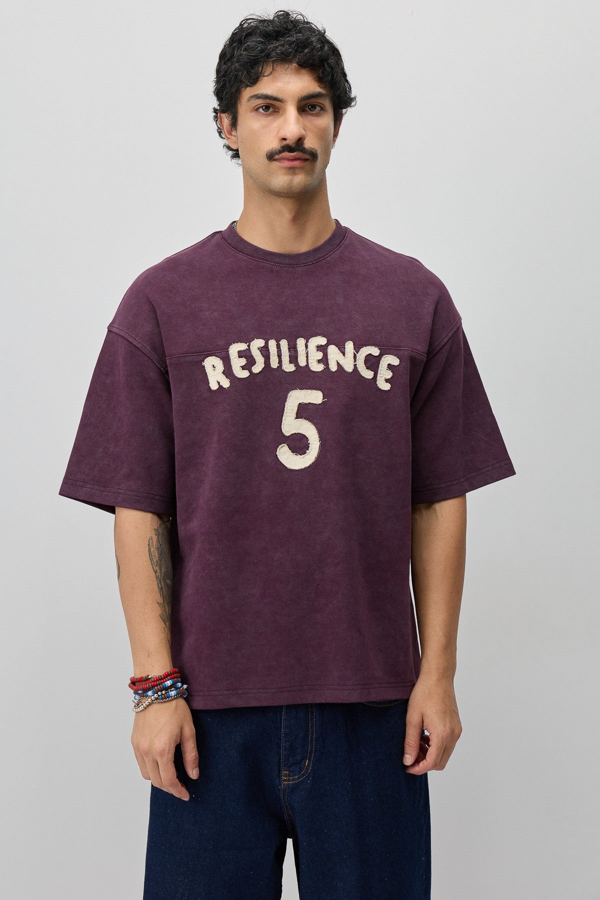 T-Shirt with Oversized Lettering and Number Print