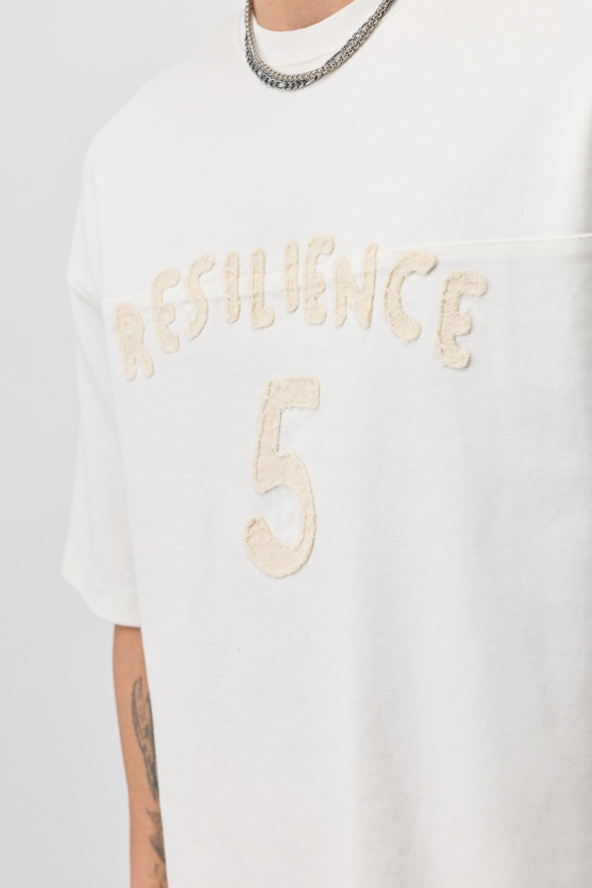 T-Shirt with Oversized Lettering and Number Print
