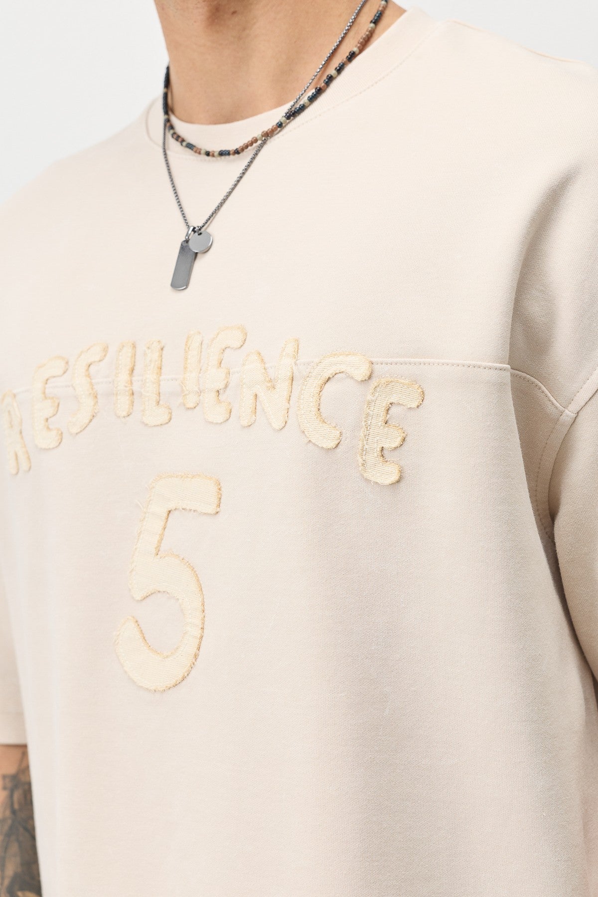 T-Shirt with Oversized Lettering and Number Print