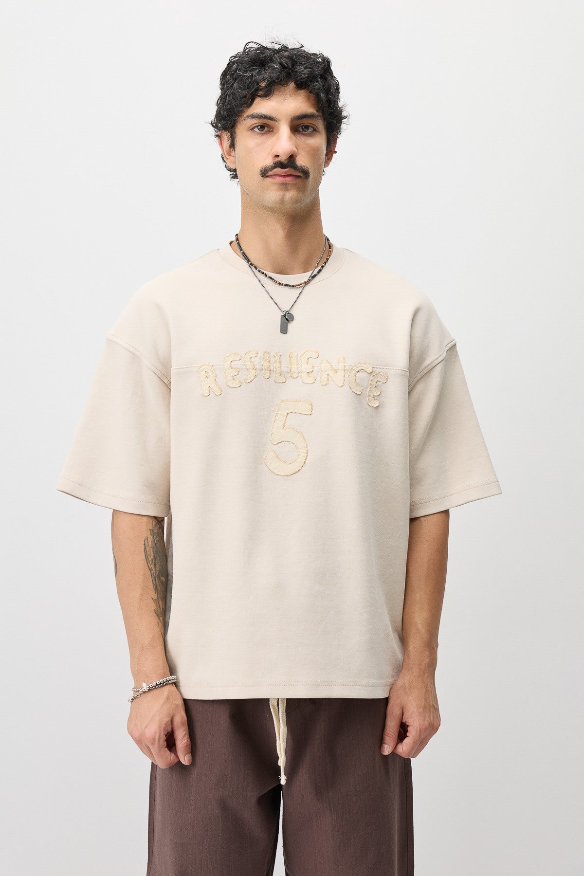 T-Shirt with Oversized Lettering and Number Print