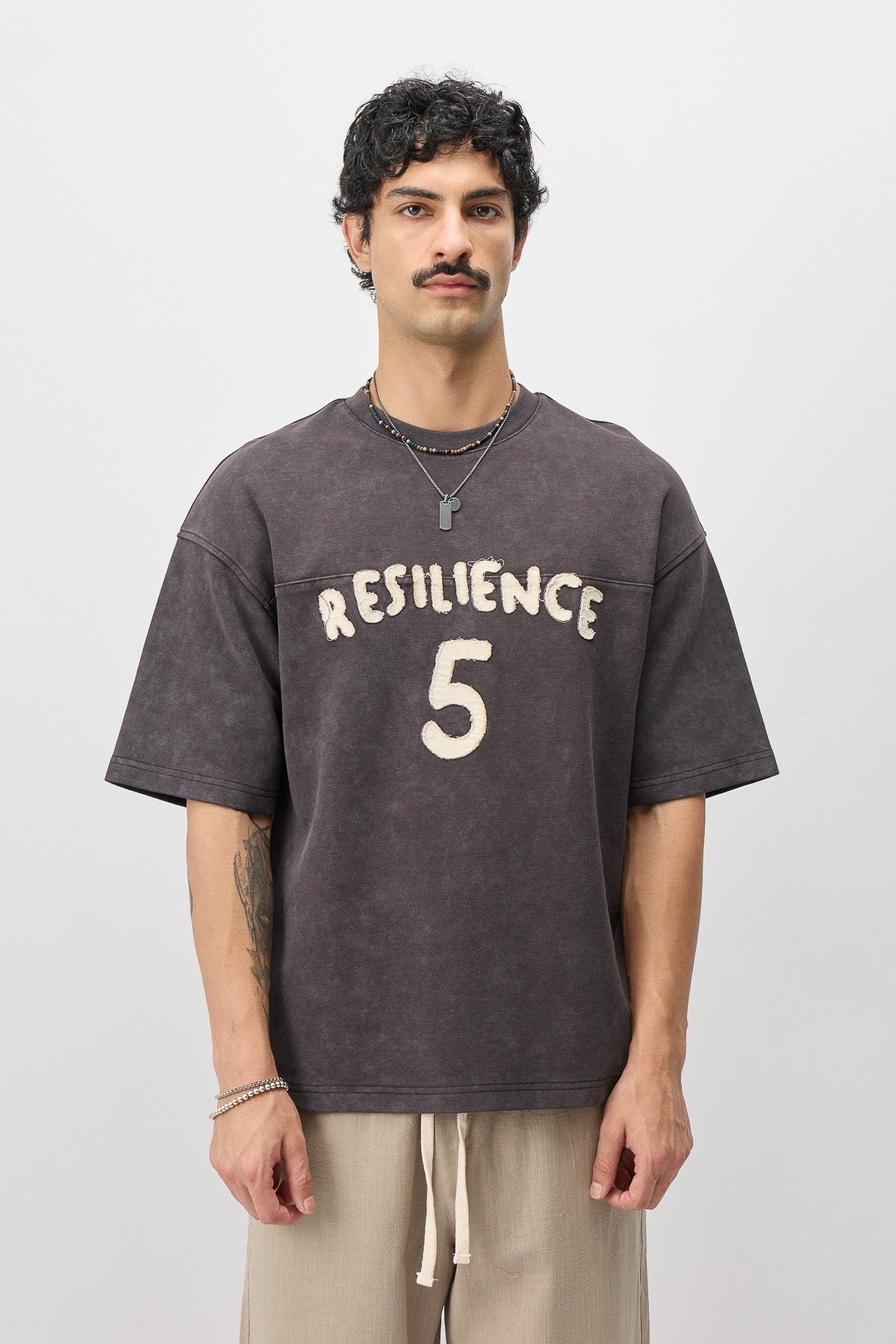 T-Shirt with Oversized Lettering and Number Print
