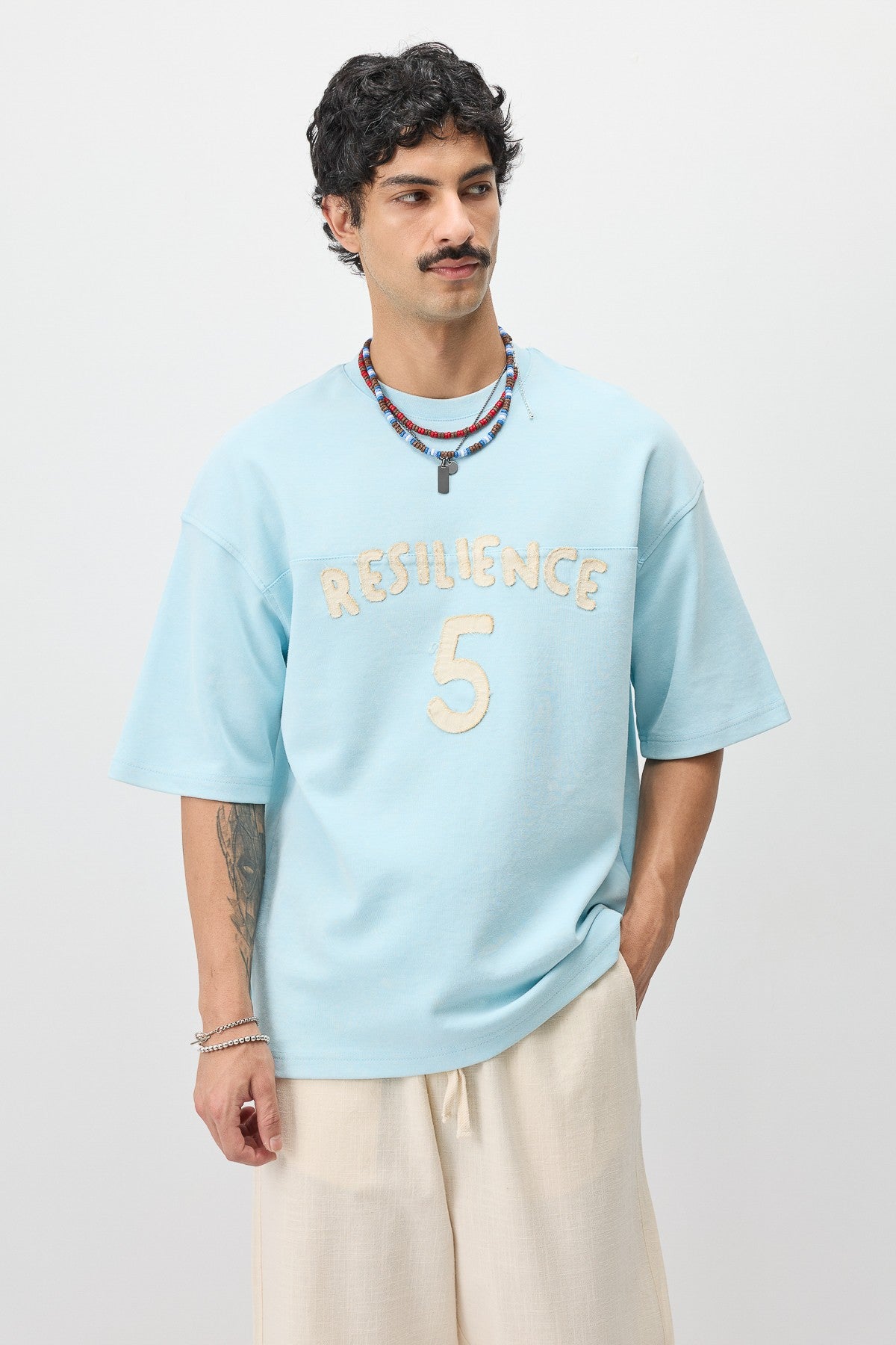 T-Shirt with Oversized Lettering and Number Print