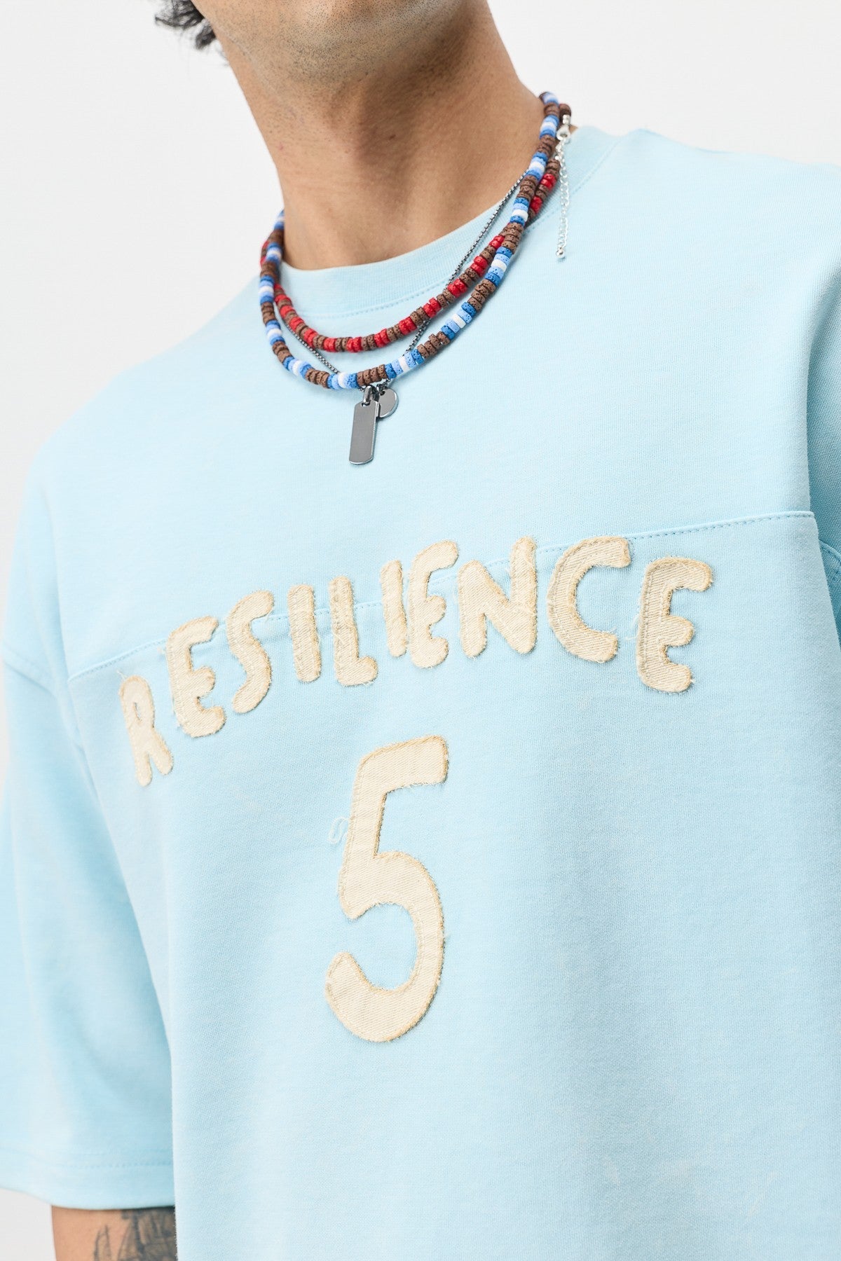 T-Shirt with Oversized Lettering and Number Print
