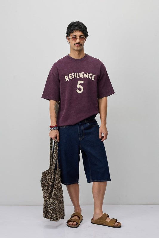 T-Shirt with Oversized Lettering and Number Print