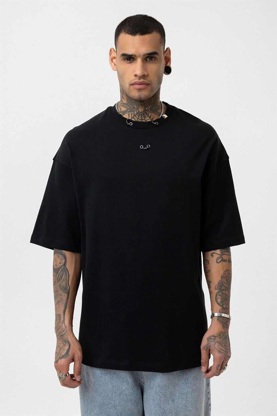 Oversized T-Shirt with Metal Ring Detail