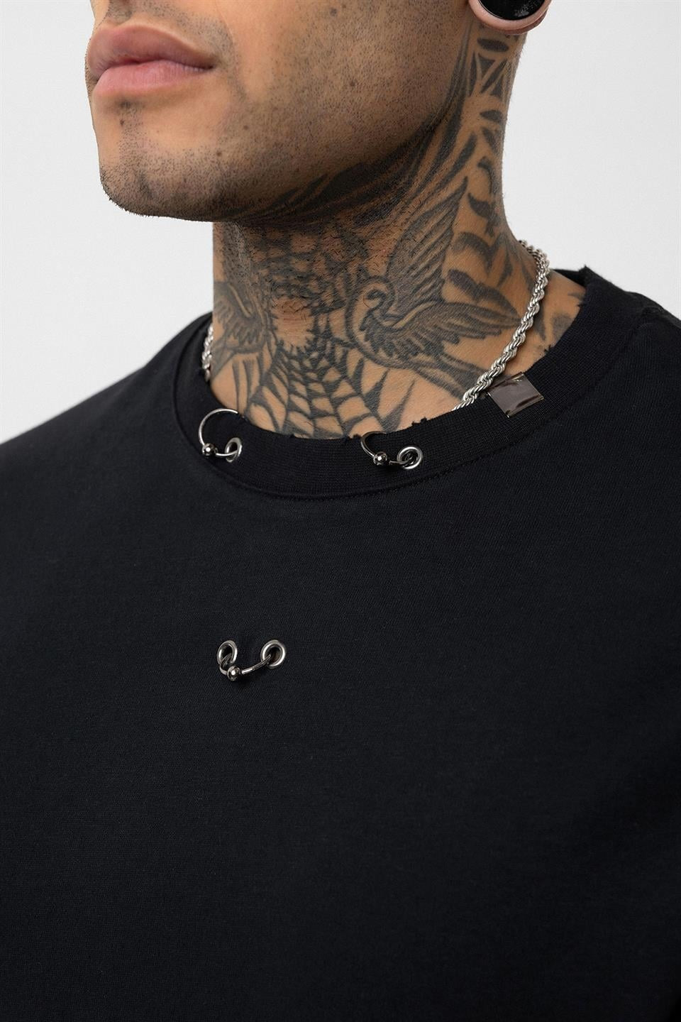 Oversized T-Shirt with Metal Ring Detail