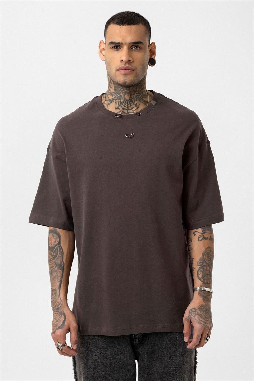 Oversized T-Shirt with Metal Ring Detail