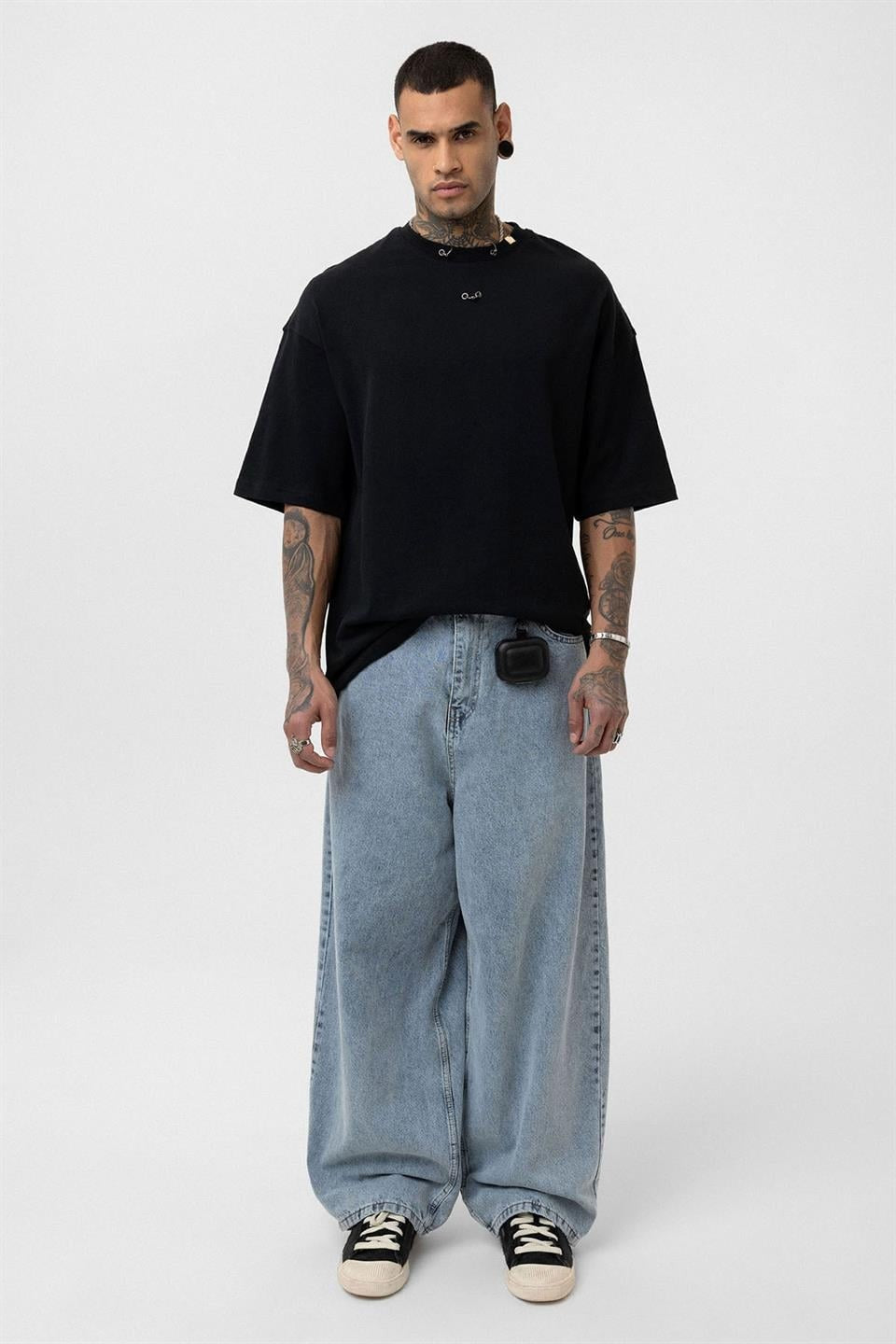 Oversized T-Shirt with Metal Ring Detail