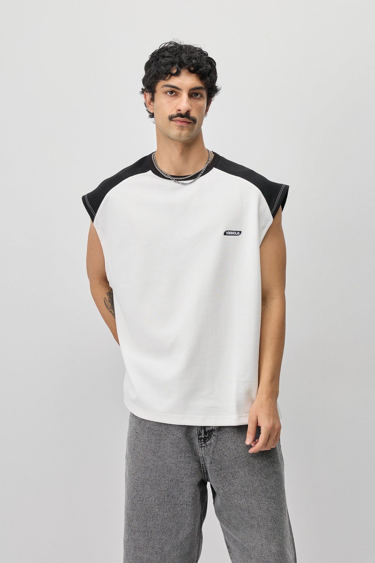 Oversized Sleeveless T-Shirt with Back Print