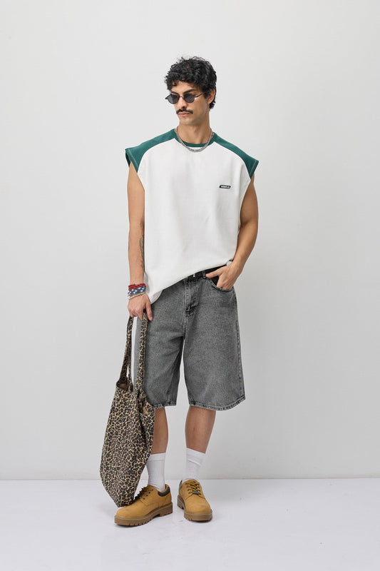 Oversized Sleeveless T-Shirt with Back Print