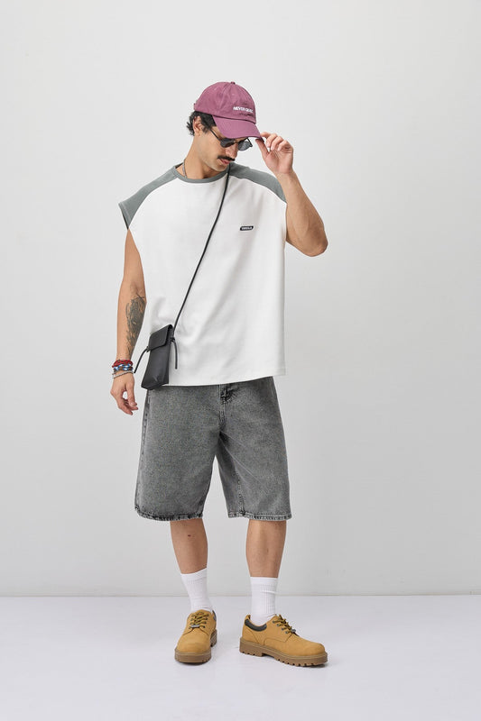 Oversized Sleeveless T-Shirt with Back Print