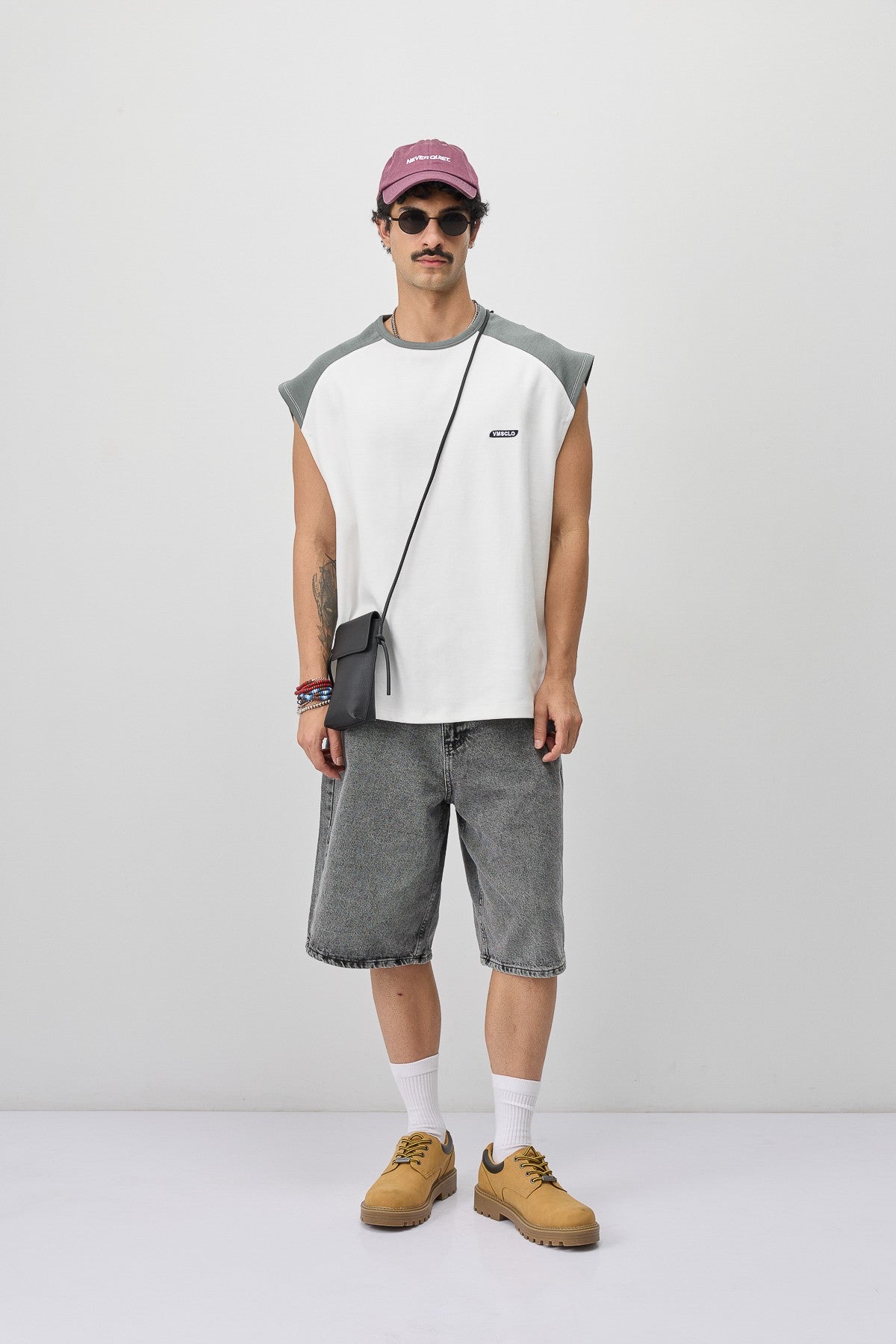 Oversized Sleeveless T-Shirt with Back Print