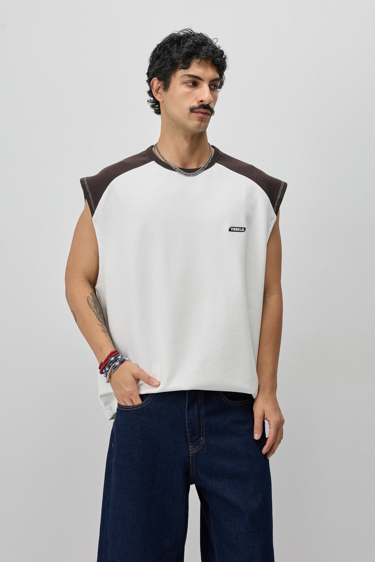 Oversized Sleeveless T-Shirt with Back Print