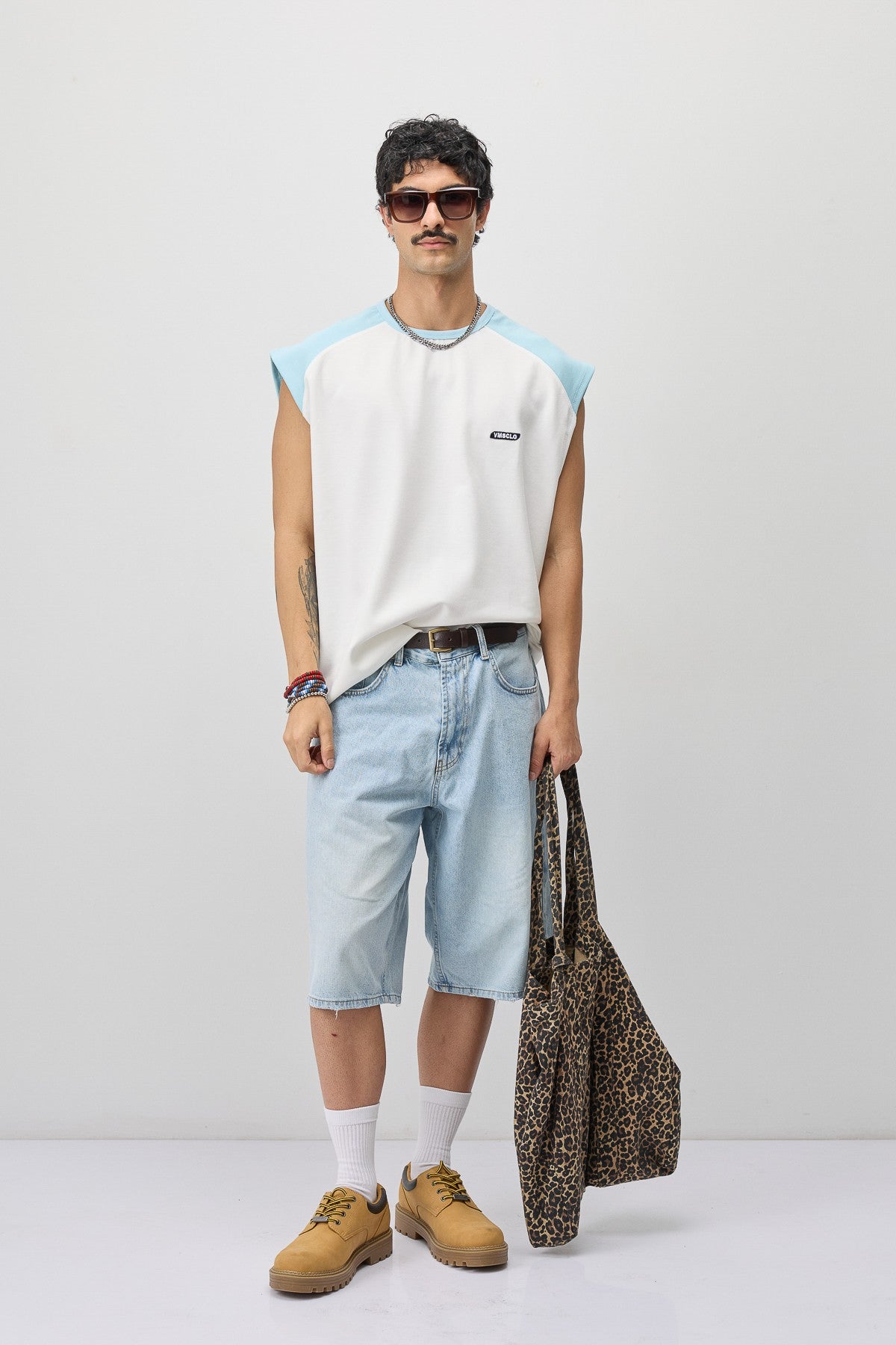 Oversized Sleeveless T-Shirt with Back Print