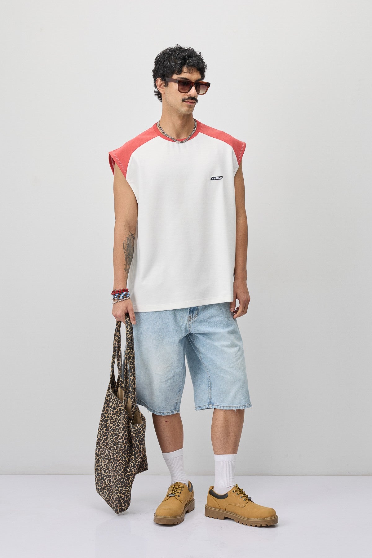 Oversized Sleeveless T-Shirt with Back Print