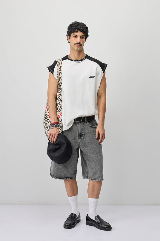Oversized Sleeveless T-Shirt with Back Print