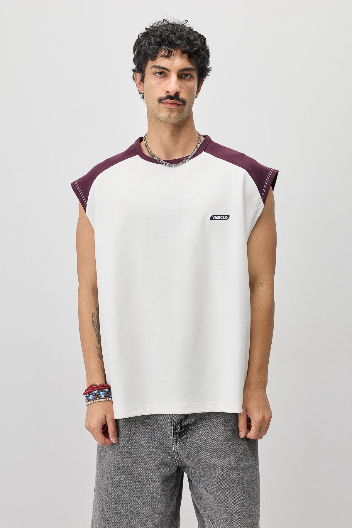 Oversized Sleeveless T-Shirt with Back Print