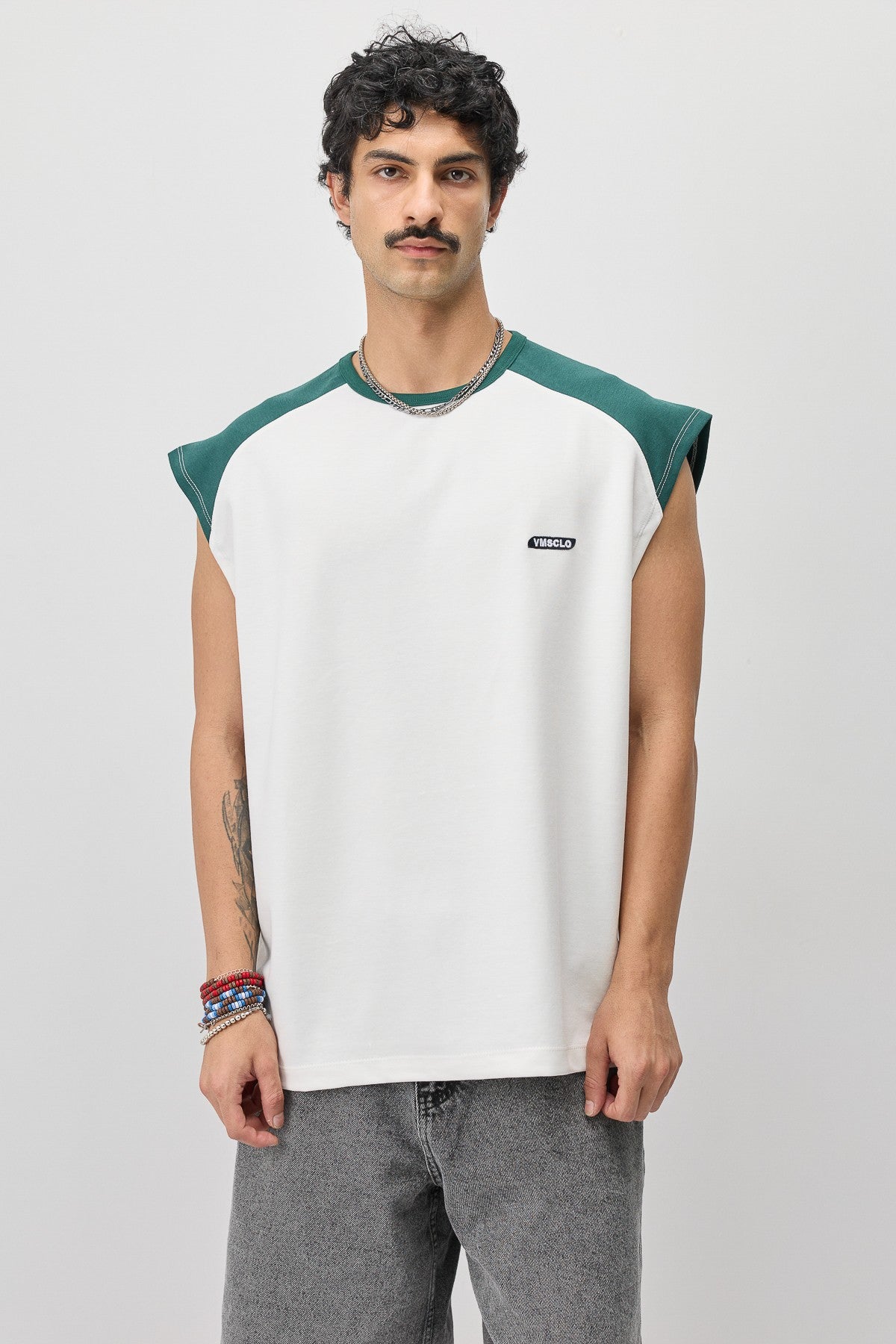 Oversized Sleeveless T-Shirt with Back Print