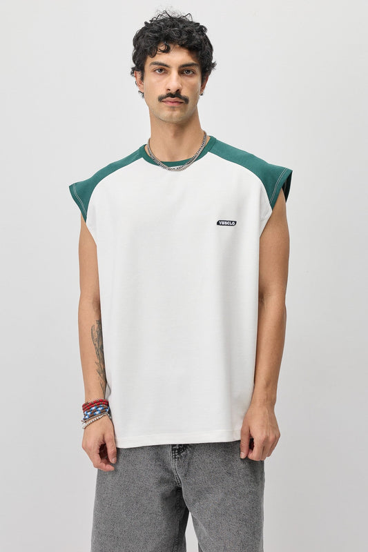 Oversized Sleeveless T-Shirt with Back Print