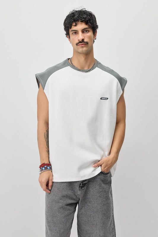 Oversized Sleeveless T-Shirt with Back Print