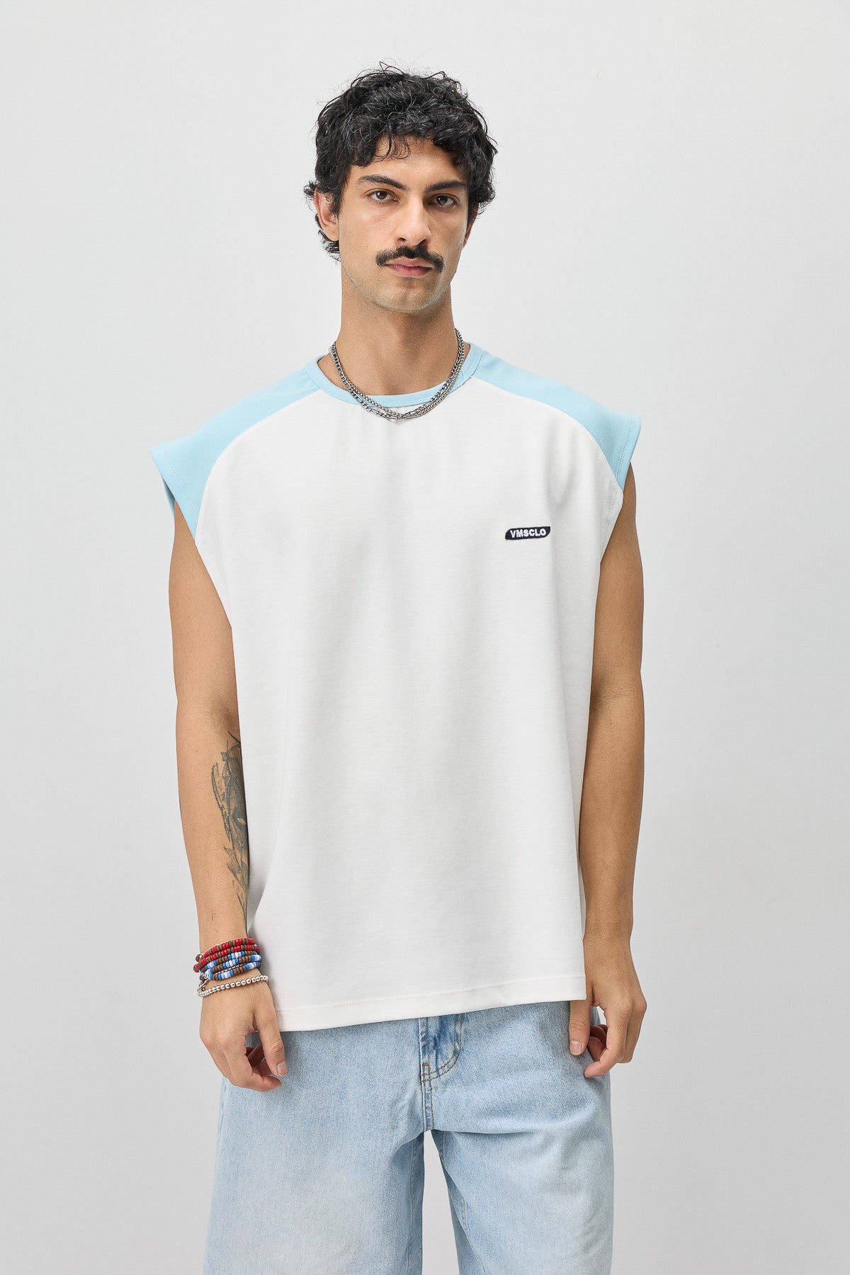 Oversized Sleeveless T-Shirt with Back Print